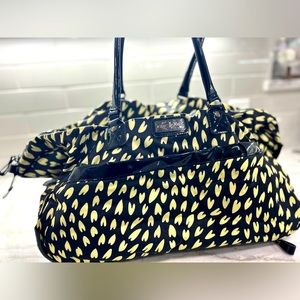 Betsy Johnson heart print duffel travel bag with wheels and retractable handle